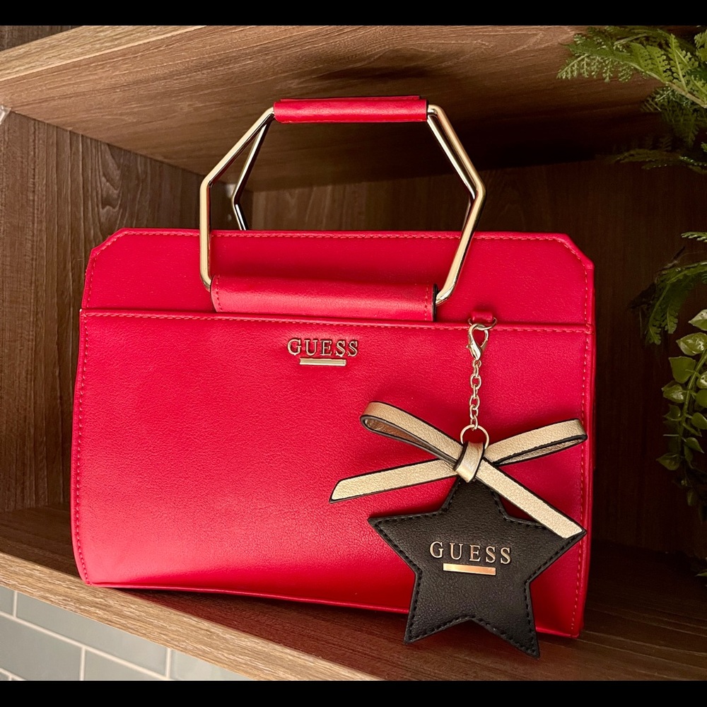 Guess Purse Crossbody Red Gold Hardware